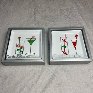 Crate&Barrel Candy Cane Cocktail Plates - Set of 2